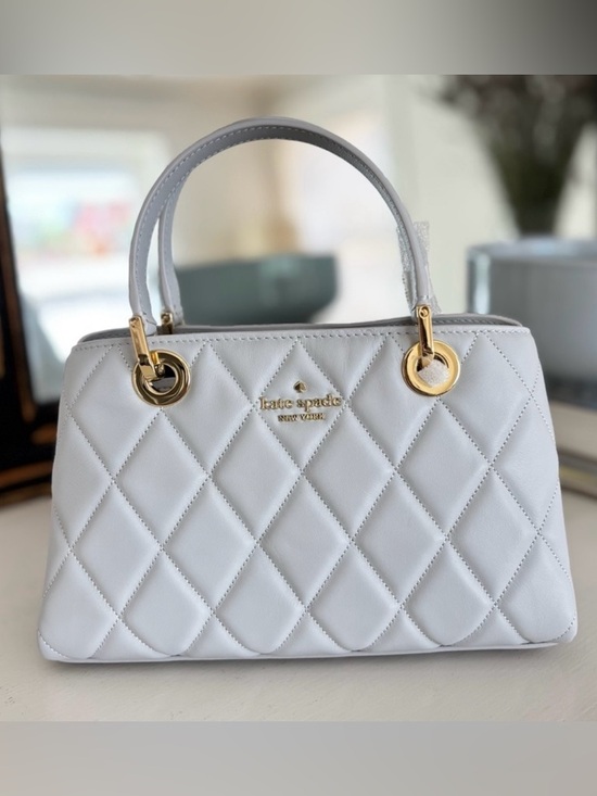 kate spade Handbags - KATE SPADE Satchel Leather Quilted Handbag White Stone Path Light Grey Purse